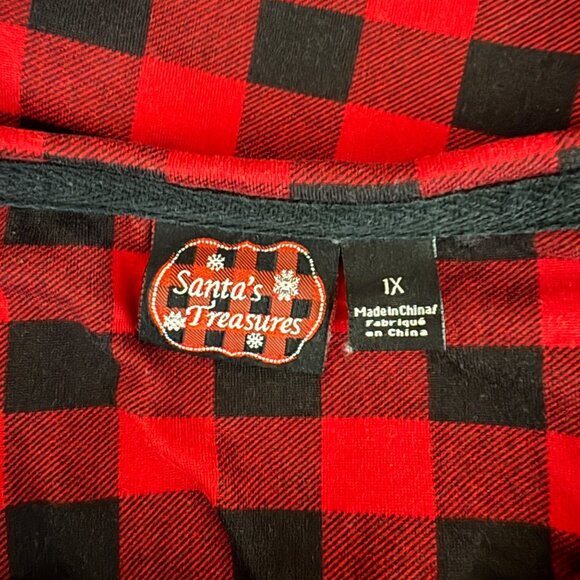 Santas Treasures Red Black Plaid Christmas Pajama Set Womens Sz 1X Cozy Stretch - Picture 4 of 8
